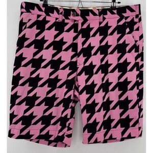 Loudmouth Golf Shorts Men 40 Pink Black Houndstooth Stretch Bold